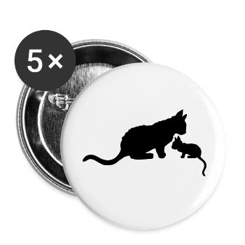 Mama Cat Kitten Silhouette - Buttons small 1''/25 mm (5-pack) - white - Front