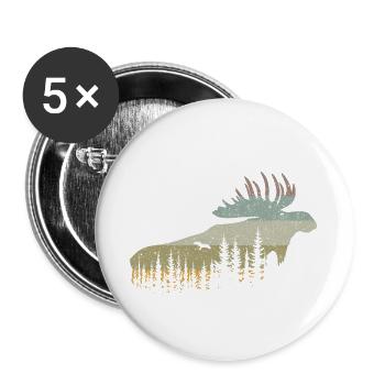 Elch - Buttons klein 25 mm (5er Pack) - Weiß - Vorne