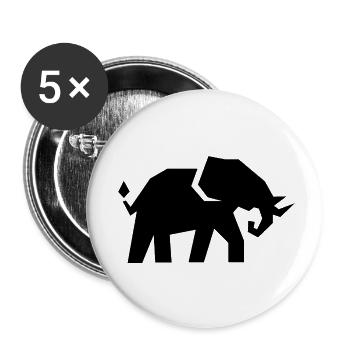 Éléphant - Lot de 5 petits badges (25 mm) - blanc - Devant