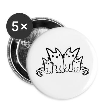 Mama Papa Katzen Familie - Buttons klein 25 mm (5er Pack) - Weiß - Vorne