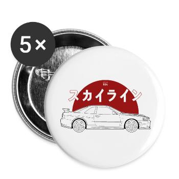 Skyline GT-R R34 Illustration - Buttons small 1''/25 mm (5-pack) - white - Front
