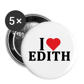 T-Shirt Ich liebe Edith T-Shirt Geschenkidee - Buttons klein 25 mm (5er Pack) - Weiß - Vorne