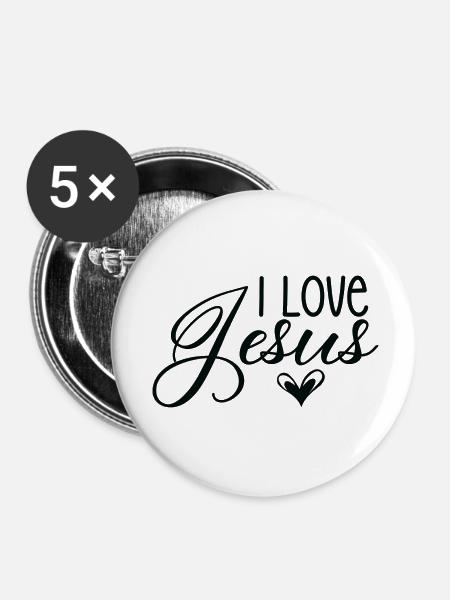 I Love Jesus - Buttons klein 25 mm (5er Pack) - Weiß