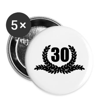 Laurel wreath 30 YEARS - Buttons small 1''/25 mm (5-pack) - white - Front