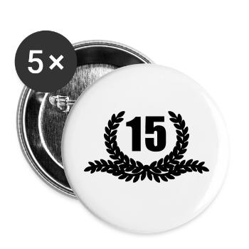 Lauwerkrans 15 ANS - Lot de 5 petits badges (25 mm) - blanc - Devant