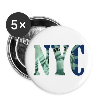 NYC Typografie mit Freiheitsstatue - Buttons klein 25 mm (5er Pack) - Weiß - Vorne