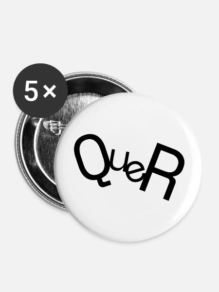 QUER - Buttons klein 25 mm (5er Pack) - Weiß