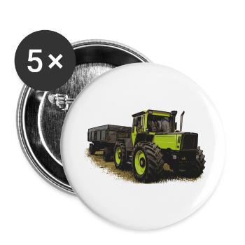 MB trac 1600 turbo avec remorque - Lot de 5 petits badges (25 mm) - blanc - Devant