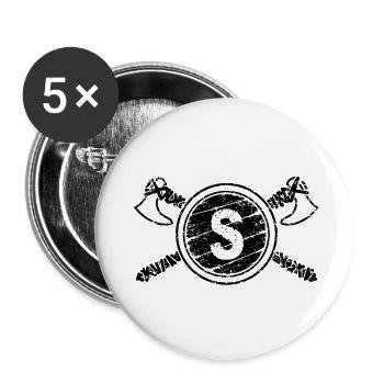 bouclier transparent noir - Lot de 5 petits badges (25 mm) - blanc - Devant
