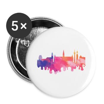 Hamburg Deutschland Stadt Skyline Splash Bunt - Buttons klein 25 mm (5er Pack) - Weiß - Vorne