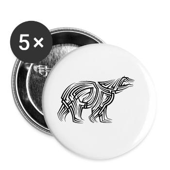 Eisbär Tribal Tattoo - Buttons klein 25 mm (5er Pack) - Weiß - Vorne