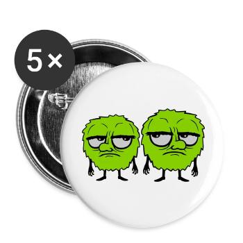 2 Monsters Roll Eyes - Buttons small 1''/25 mm (5-pack) - white - Front
