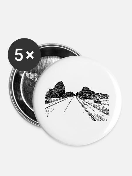 Einsame romantische Straße ins Nirgendwo - Buttons klein 25 mm (5er Pack) - Weiß