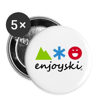 ENJOYSKI 2022 schwarze Ausgabe - Buttons klein 25 mm (5er Pack) - Weiß - Vorne