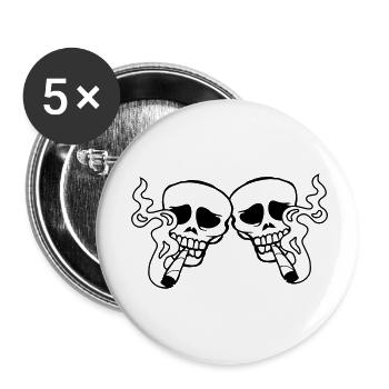 Team 2 Joint Schädel - Buttons klein 25 mm (5er Pack) - Weiß - Vorne