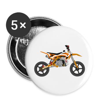 super Moto Orange Blanc - Lot de 5 petits badges (25 mm) - blanc - Devant