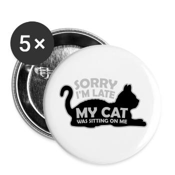 désolé chat était assis - Lot de 5 petits badges (25 mm) - blanc - Devant