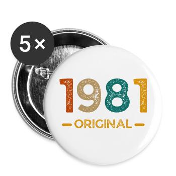 1981 ORIGINAL - Buttons small 1''/25 mm (5-pack) - white - Front