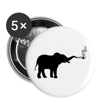 Kiffender Elefant Joint Weed - Buttons klein 25 mm (5er Pack) - Weiß - Vorne