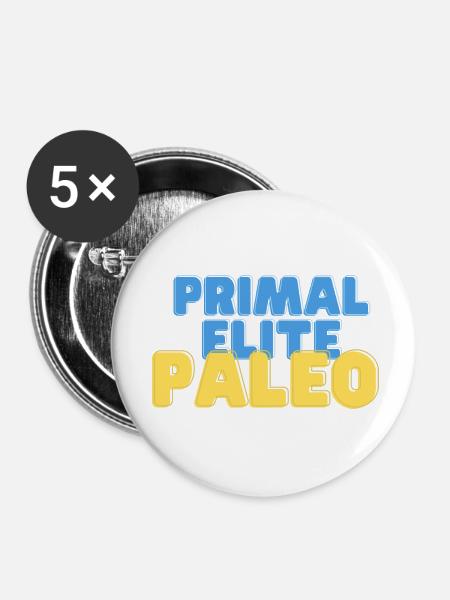 Primal Elite Paleo - Buttons klein 25 mm (5er Pack) - Weiß