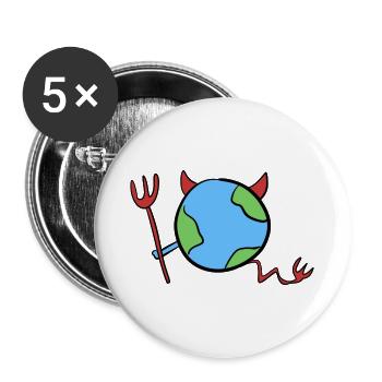 Terre commune monde diable en colère mal - Lot de 5 petits badges (25 mm) - blanc - Devant