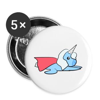 Licorne Animal Bleu Symbole Héros Fantastique - Lot de 5 petits badges (25 mm) - blanc - Devant