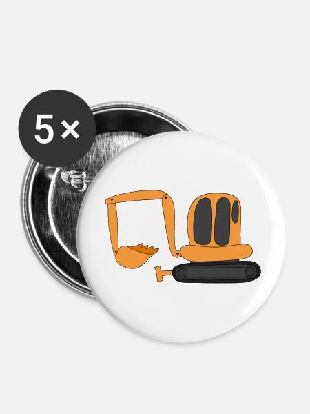 Bagger - Buttons klein 25 mm (5er Pack) - Weiß