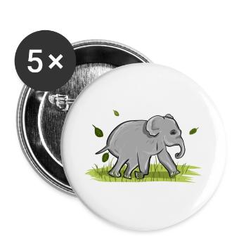 Elefant Tier Symbol Natur - Buttons klein 25 mm (5er Pack) - Weiß - Vorne