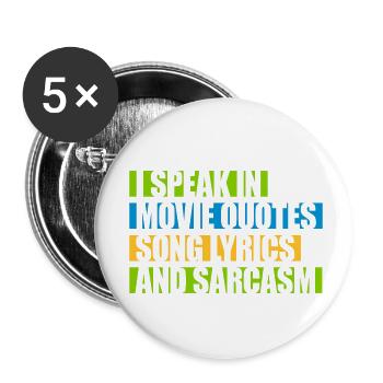 parler des paroles et du sarcasme - Lot de 5 petits badges (25 mm) - blanc - Devant