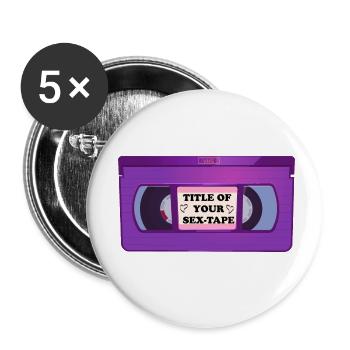 Title deines Sex-Tapes lustiges VHS Tape Design - Buttons klein 25 mm (5er Pack) - Weiß - Vorne