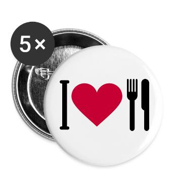 J’adore la nourriture - Lot de 5 petits badges (25 mm) - blanc - Devant