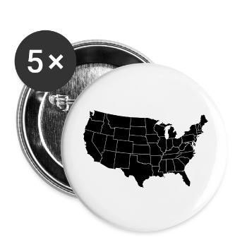 United States Of Amrica Black Patchwork Map - Buttons small 1''/25 mm (5-pack) - white - Front