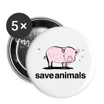 pink pig baby animal save animals - Buttons small 1''/25 mm (5-pack) - white - Front