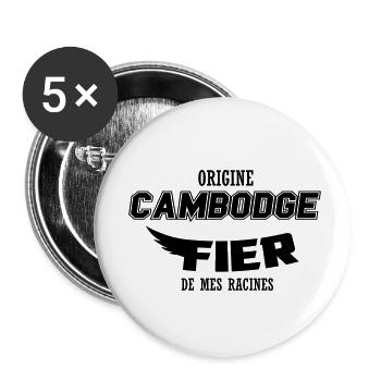 Origine Cambodge fier de mes racines - Lot de 5 petits badges (25 mm) - blanc - Devant