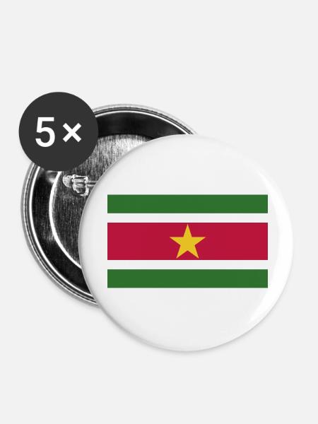 Surinam Flagge - Buttons klein 25 mm (5er Pack) - Weiß
