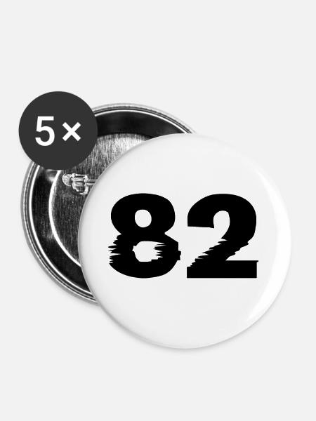 82 Zahl - Buttons klein 25 mm (5er Pack) - Weiß