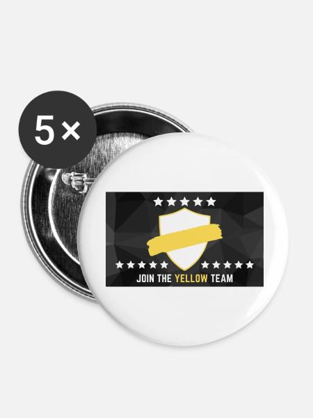 JOIN THE YELLOW TEAM - Buttons klein 25 mm (5er Pack) - Weiß