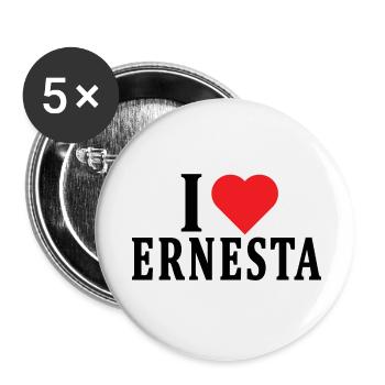 T-Shirt Ich liebe Ernesta T-Shirt Geschenkidee - Buttons klein 25 mm (5er Pack) - Weiß - Vorne