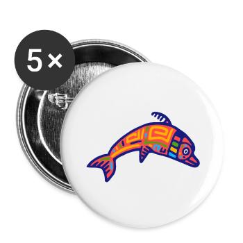 Inca culture, dolphin - Buttons small 1''/25 mm (5-pack) - white - Front