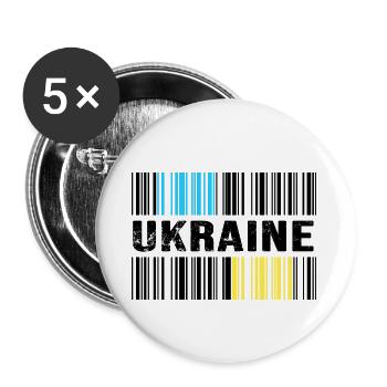 UKRAINE barcode-ukraine slava ukraini - Buttons small 1''/25 mm (5-pack) - white - Front