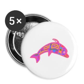 Inca culture, dolphin symbol - Buttons small 1''/25 mm (5-pack) - white - Front