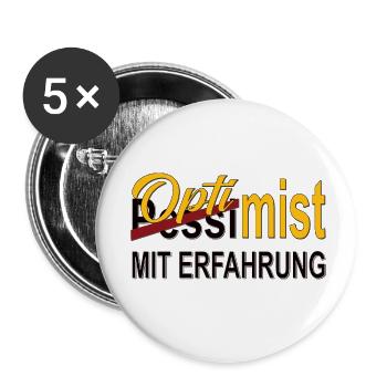 Optimist mit Erfahrung Geschenk - Buttons klein 25 mm (5er Pack) - Weiß - Vorne