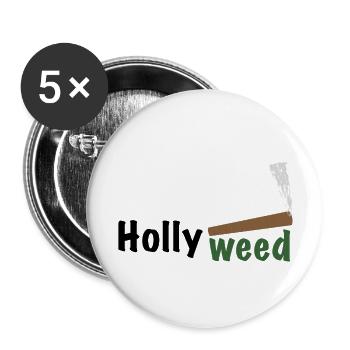 HollyWeed dark - Buttons klein 25 mm (5er Pack) - Weiß - Vorne