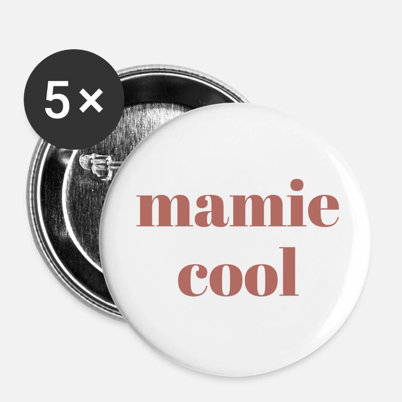 Mamie cool - Lot de 5 petits badges (25 mm) - blanc