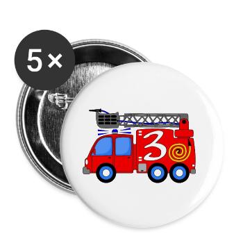 Fire engine 3 birthday children - Buttons small 1''/25 mm (5-pack) - white - Front