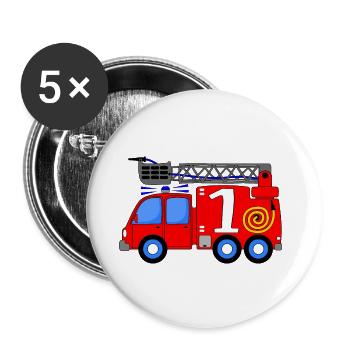 Fire engine 1st birthday children - Buttons small 1''/25 mm (5-pack) - white - Front