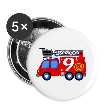 Fire engine 9 birthday children - Buttons small 1''/25 mm (5-pack) - white - Front