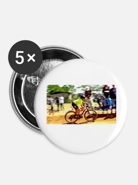 Mountainbiken bergab - Buttons klein 25 mm (5er Pack) - Weiß