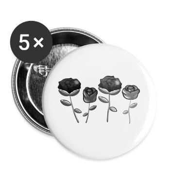 Quatre fleurs végétales nature - Lot de 5 petits badges (25 mm) - blanc - Devant