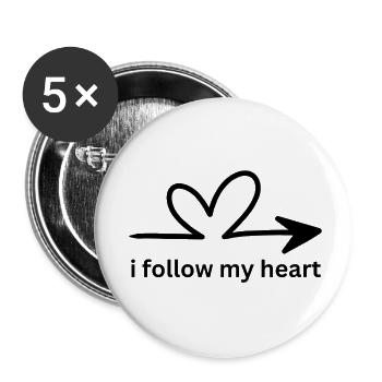 I follow my heart. - Buttons small 1''/25 mm (5-pack) - white - Front